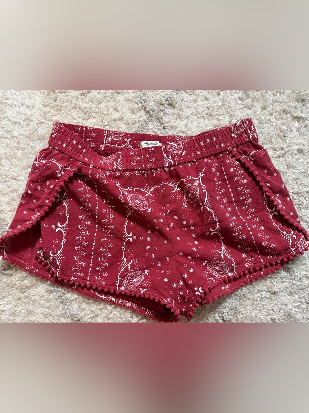 Madewell Red Bandana type Shorts Sz M